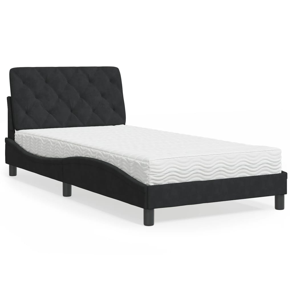 vidaXL Bed met matras fluweel lichtgrijs 80x200 cm