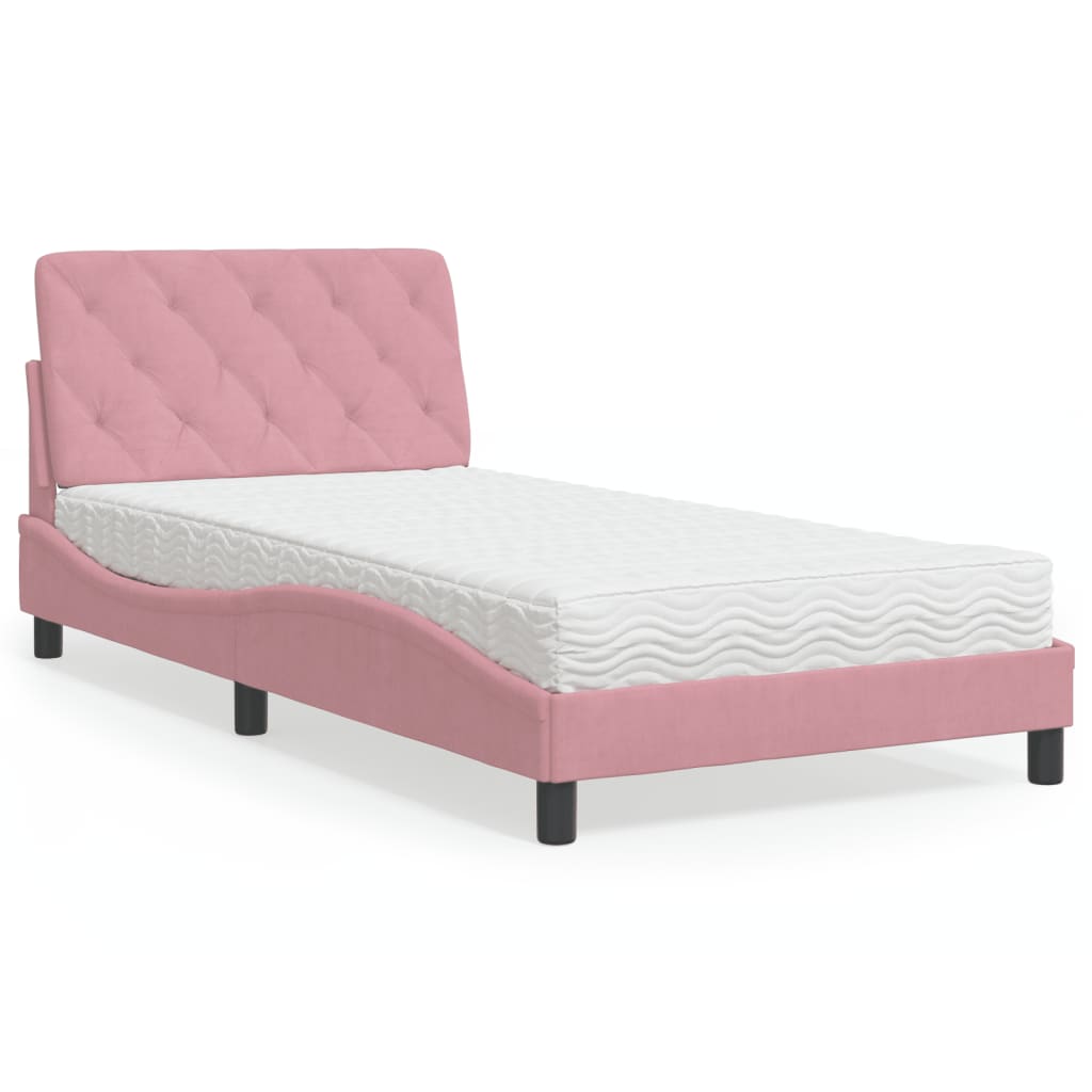 vidaXL Bed met matras fluweel lichtgrijs 80x200 cm