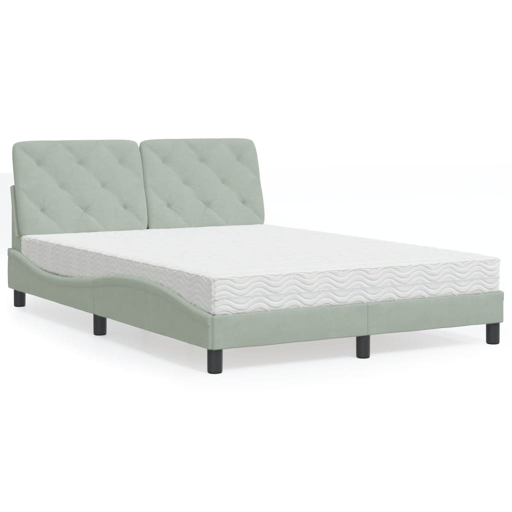 vidaXL Bed met matras fluweel lichtgrijs 80x200 cm