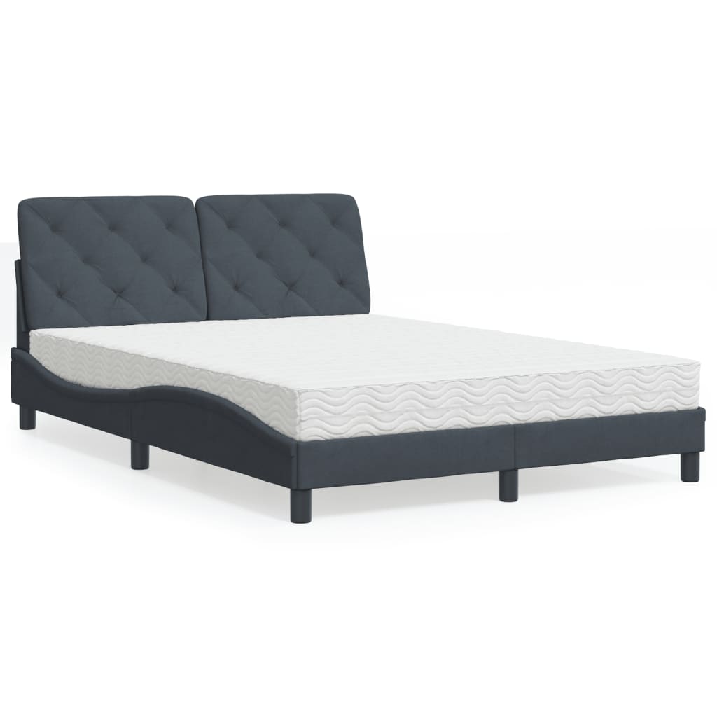 vidaXL Bed met matras fluweel lichtgrijs 80x200 cm