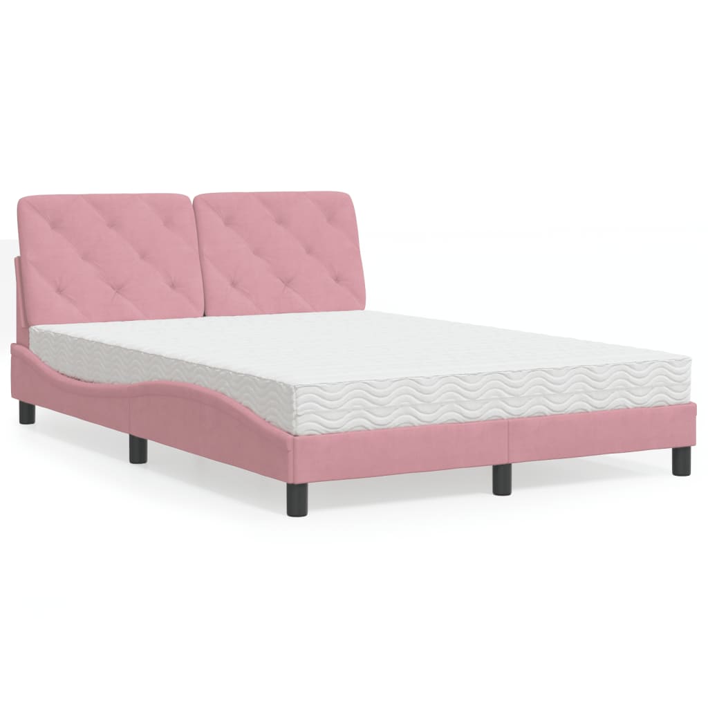 vidaXL Bed met matras fluweel lichtgrijs 80x200 cm