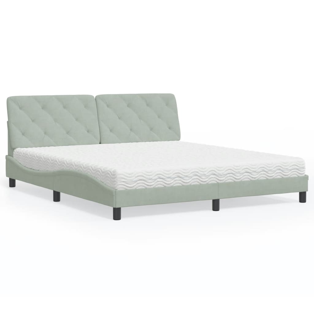 vidaXL Bed met matras fluweel lichtgrijs 80x200 cm