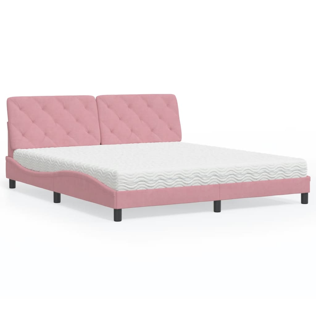 vidaXL Bed met matras fluweel lichtgrijs 80x200 cm