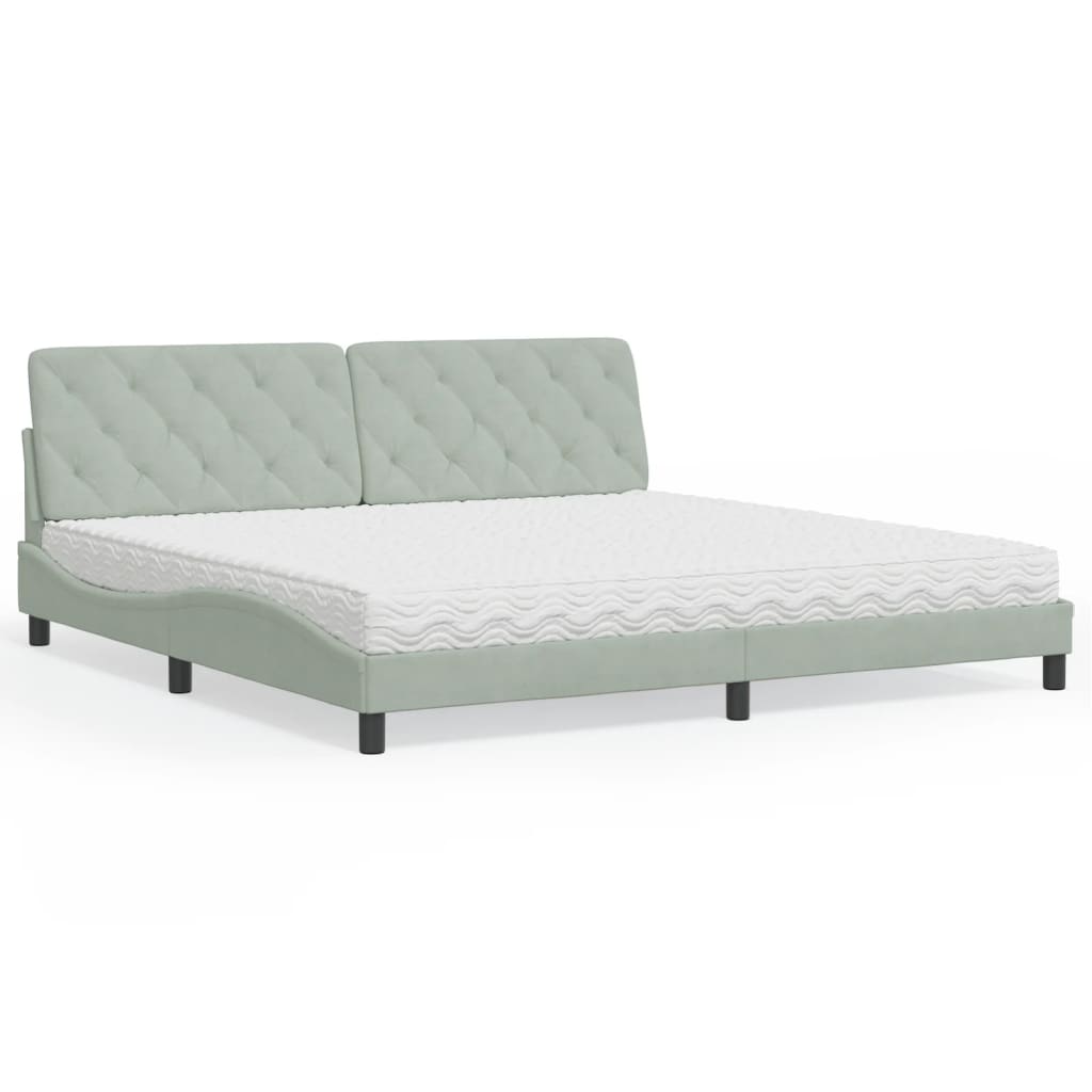 vidaXL Bed met matras fluweel lichtgrijs 80x200 cm