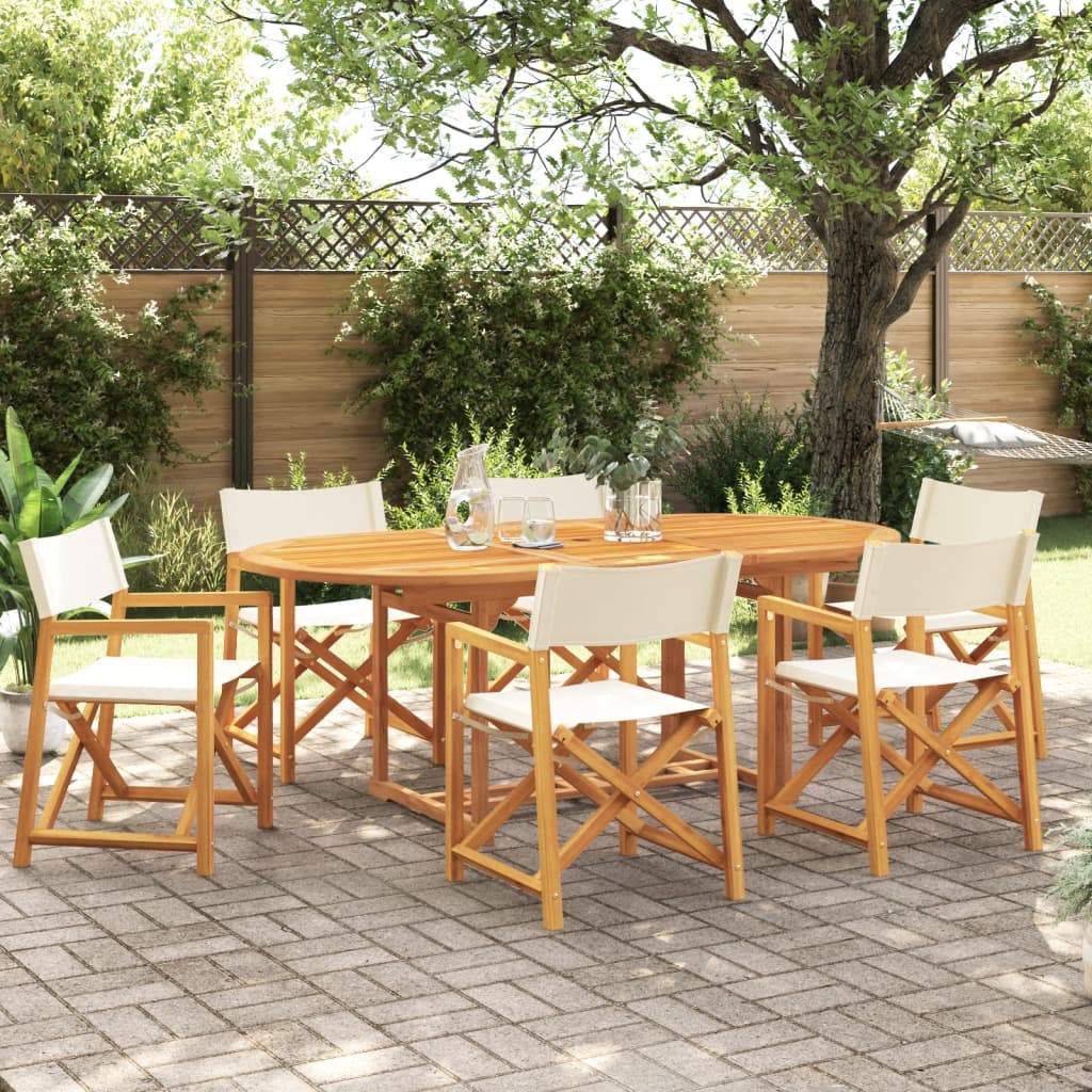 vidaXL Tuinstoelen 4 st inklapbaar stof crèmewit