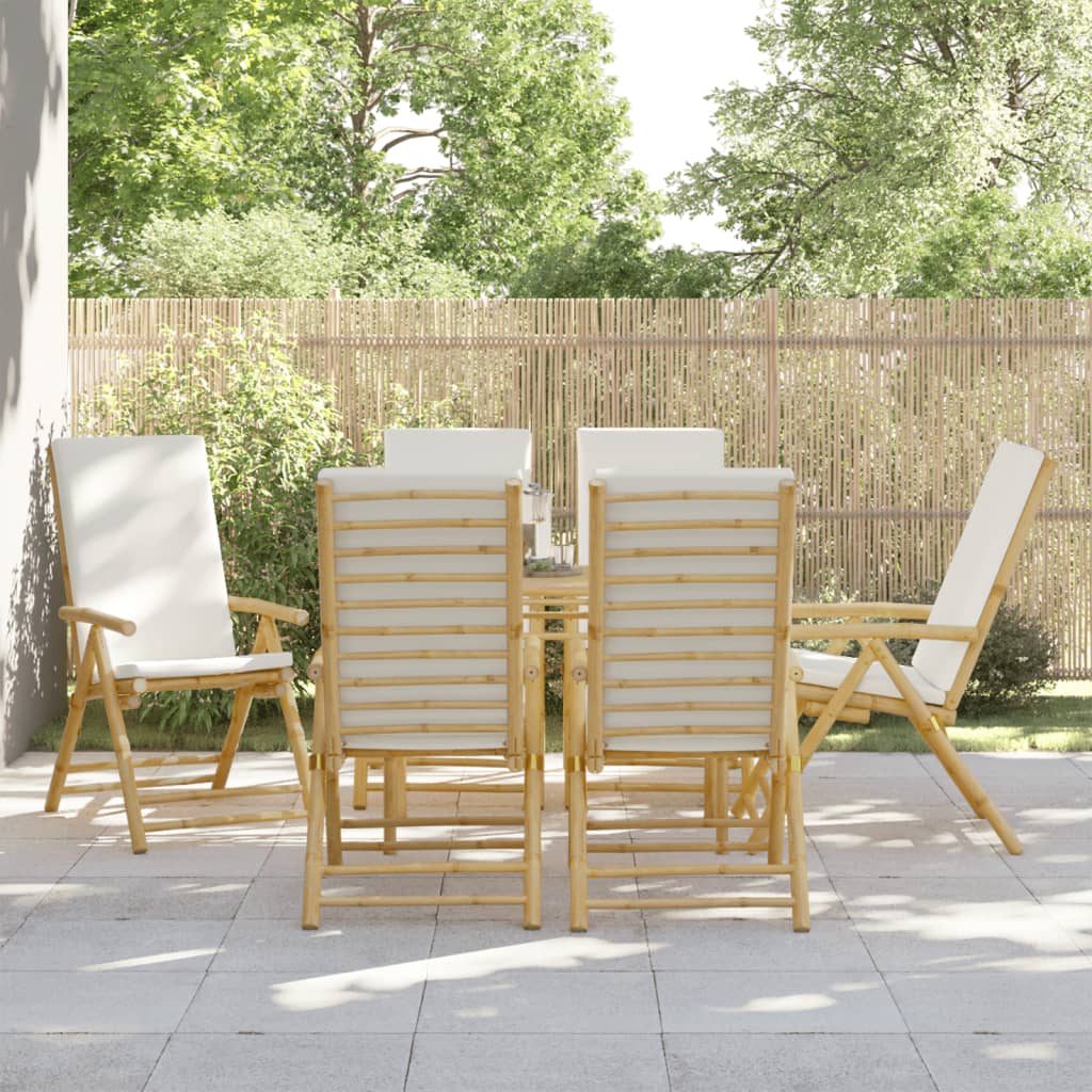 vidaXL Tuinstoelen 4 st inklapbaar met kussens bamboe crèmewit