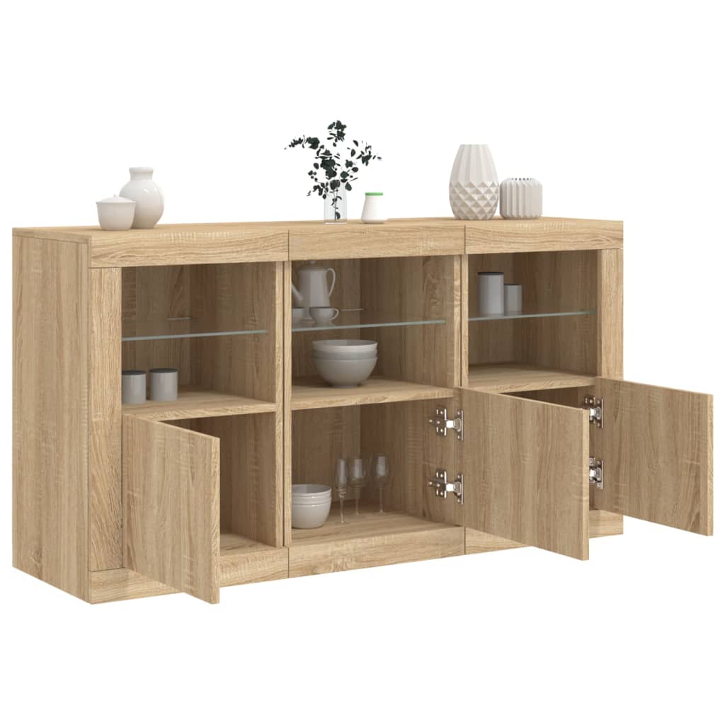 vidaXL Dressoir met LED-verlichting 123x37x67 cm wit