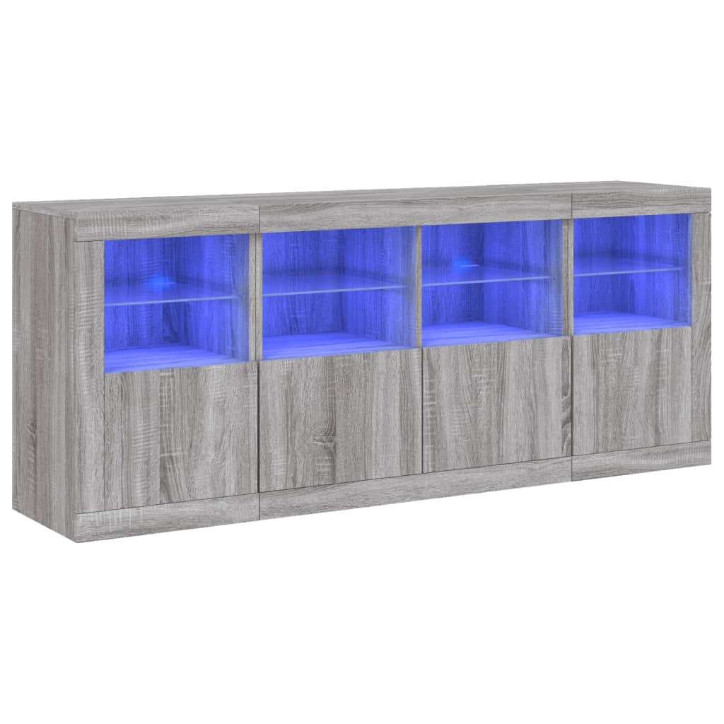 vidaXL Dressoir met LED-verlichting 163x37x67 cm wit
