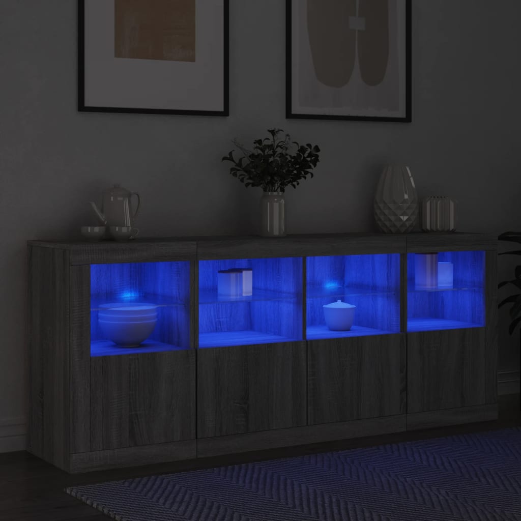 vidaXL Dressoir met LED-verlichting 163x37x67 cm wit