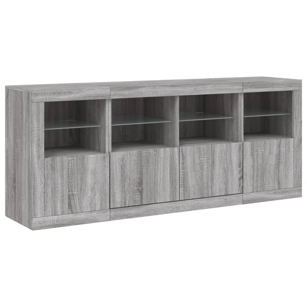 vidaXL Dressoir met LED-verlichting 163x37x67 cm wit