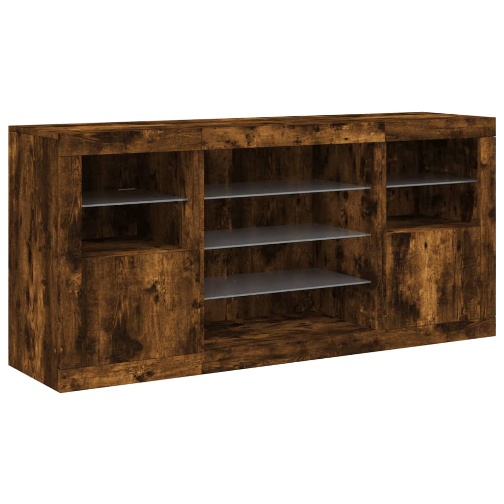 vidaXL Sideboard with LED lights 142.5x37x67 cm white
