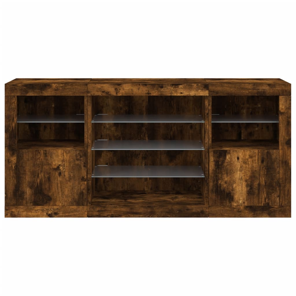 vidaXL Sideboard with LED lights 142.5x37x67 cm white