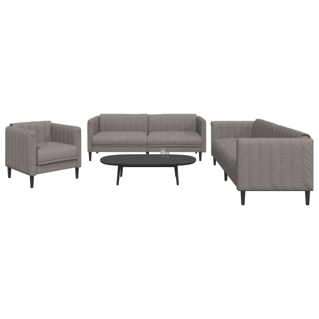vidaXL 3-piece Lounge Set fabric light grey