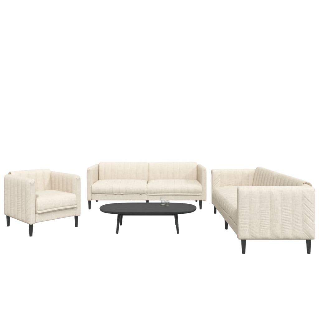 vidaXL 3-piece Lounge Set fabric light grey
