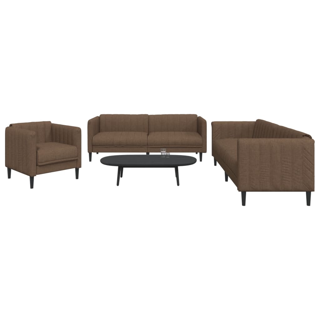 vidaXL 3-piece Lounge Set fabric light grey