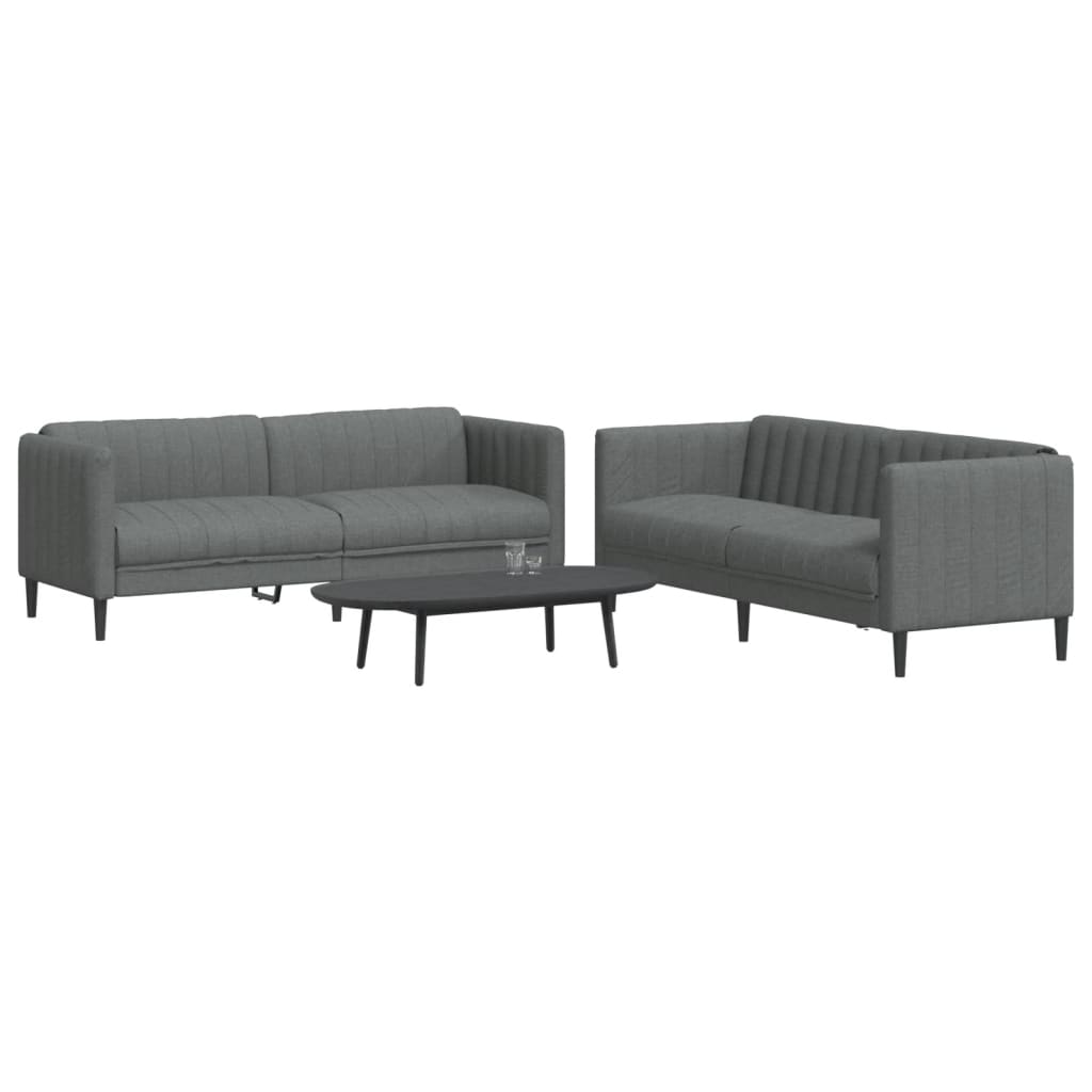vidaXL 3-piece Lounge Set fabric light grey