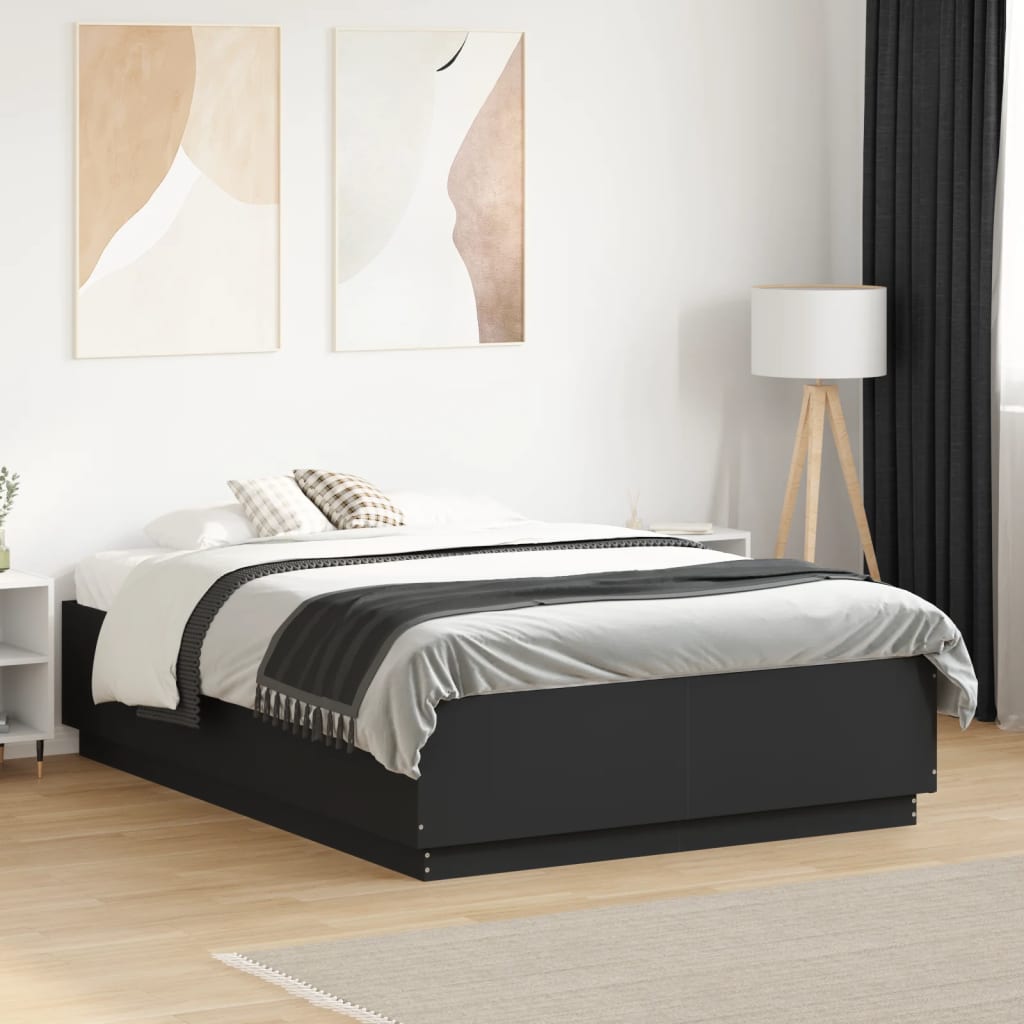vidaXL Bedframe met LED-verlichting bewerkt hout wit 200x200 cm
