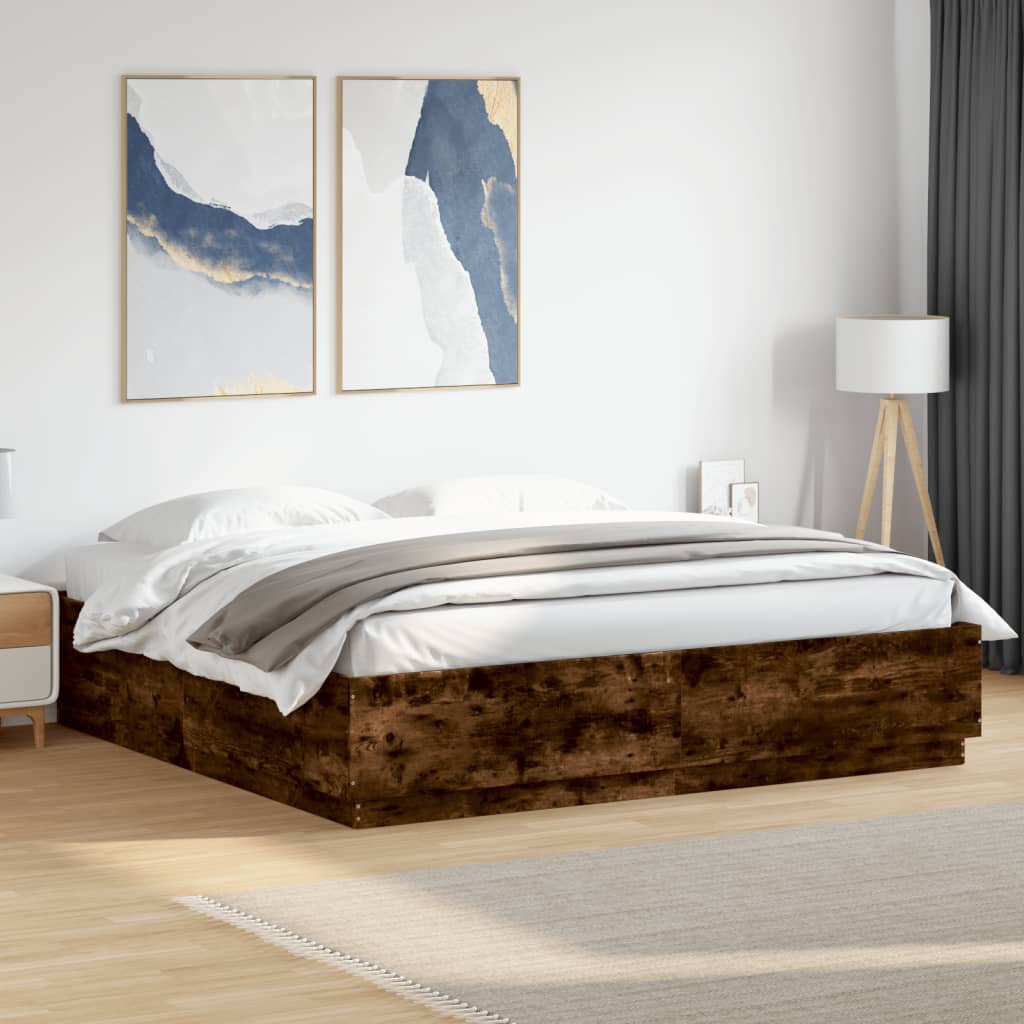 vidaXL Bedframe massief hout wit 200x200 cm