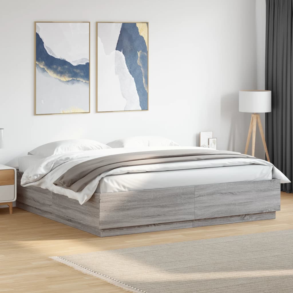 vidaXL Bedframe massief hout wit 200x200 cm