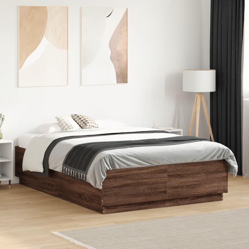 vidaXL Bedframe massief hout wit 200x200 cm