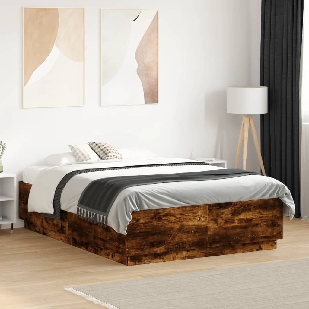 vidaXL Bedframe massief hout wit 200x200 cm