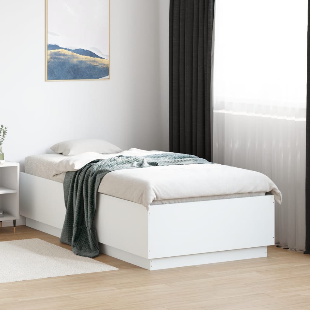 vidaXL Bedframe massief hout wit 200x200 cm