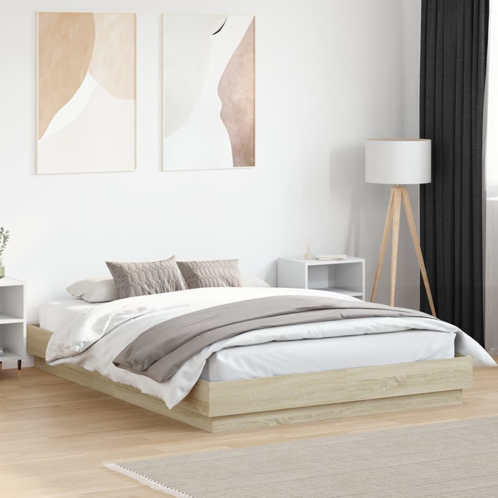vidaXL Bedframe met LED-verlichting wit 200x200 cm