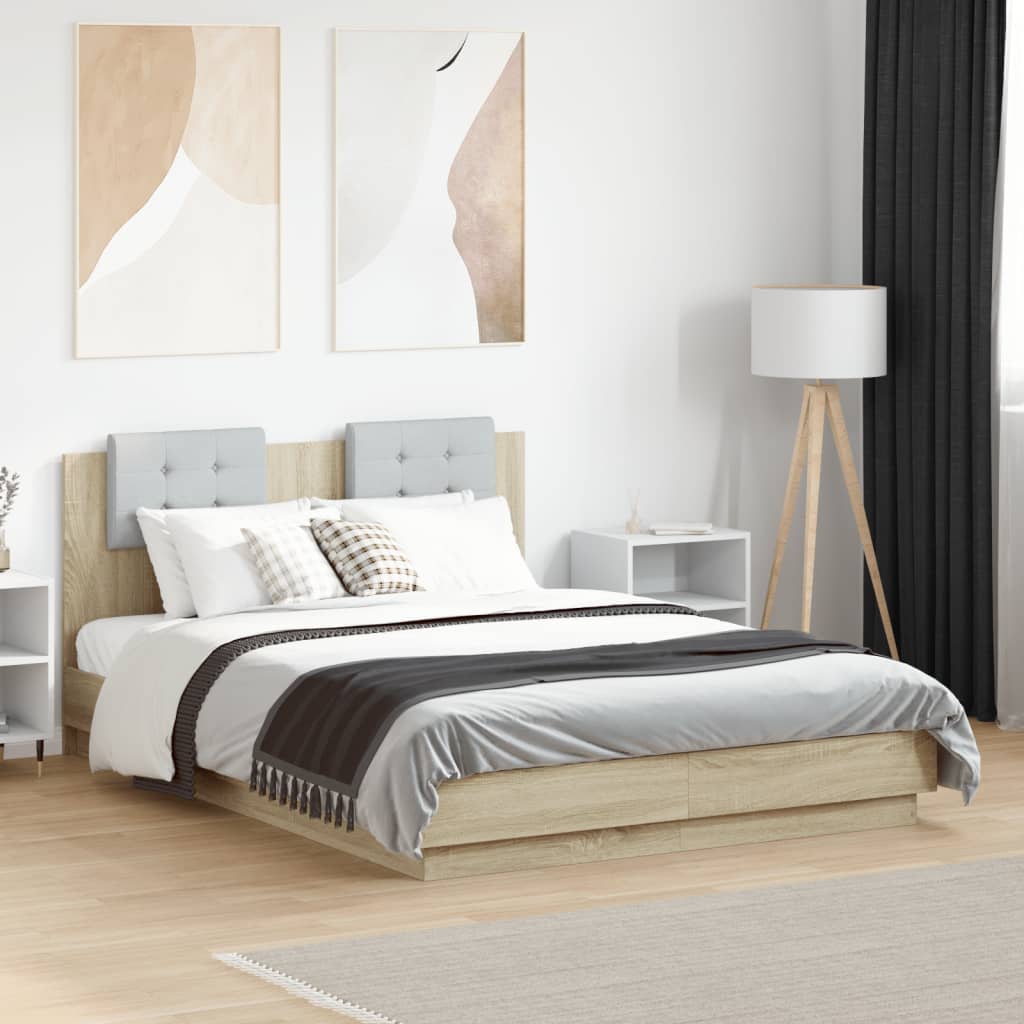 vidaXL Bedframe met hoofdeinde bewerkt hout wit 200x200 cm