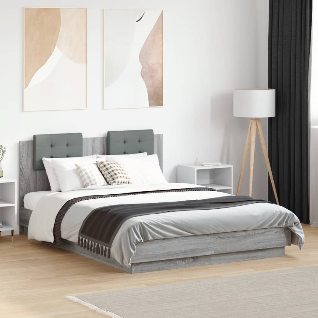 vidaXL Bedframe met hoofdeinde bewerkt hout wit 200x200 cm