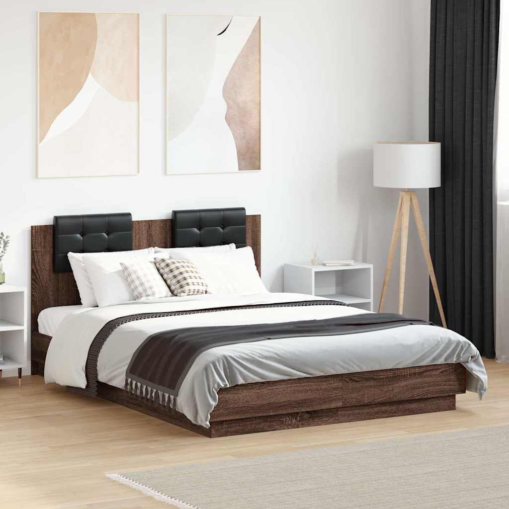 vidaXL Bedframe met hoofdeinde bewerkt hout wit 200x200 cm