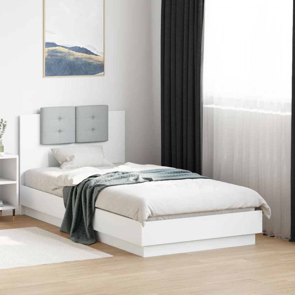vidaXL Bedframe met hoofdeinde bewerkt hout wit 200x200 cm