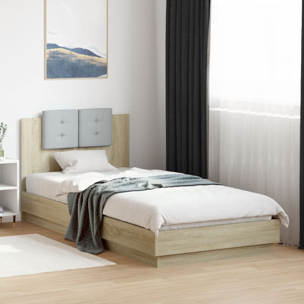 vidaXL Bedframe met hoofdeinde en LED-verlichting wit 200x200 cm