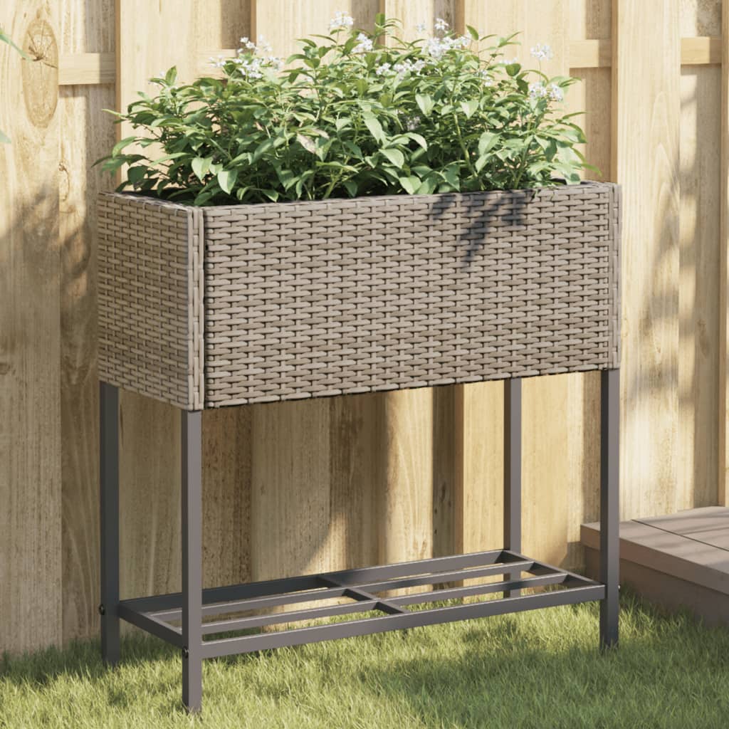 vidaXL Plantenbakken met schap 2 st 90x40x75 poly rattan zwart