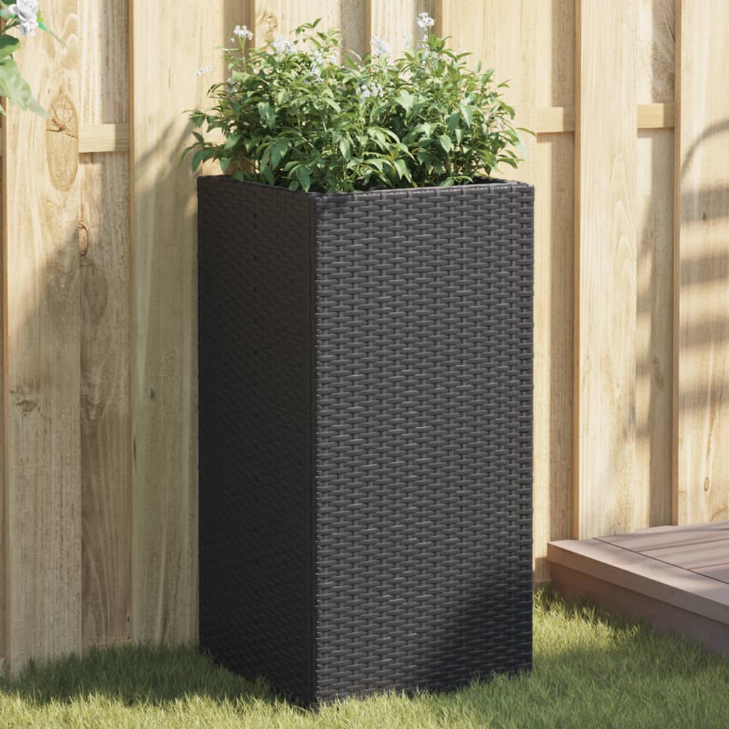 vidaXL Plantenbakken 2 st 30x30x60 cm poly rattan zwart