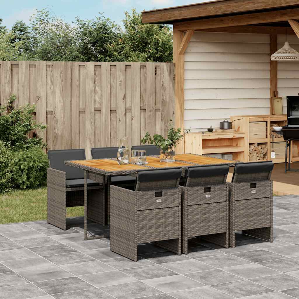 vidaXL 5-delige Tuinset met kussens poly rattan zwart