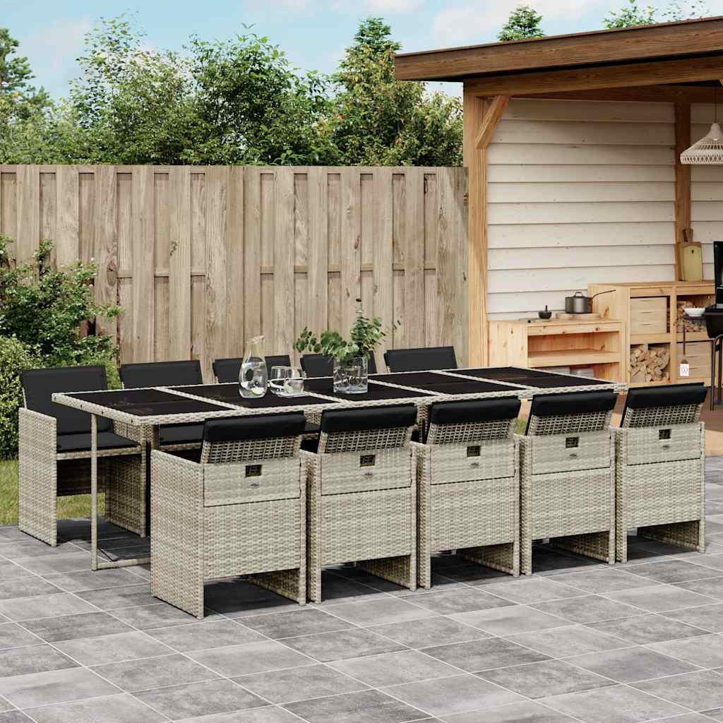 vidaXL 5-delige Tuinset met kussens poly rattan zwart