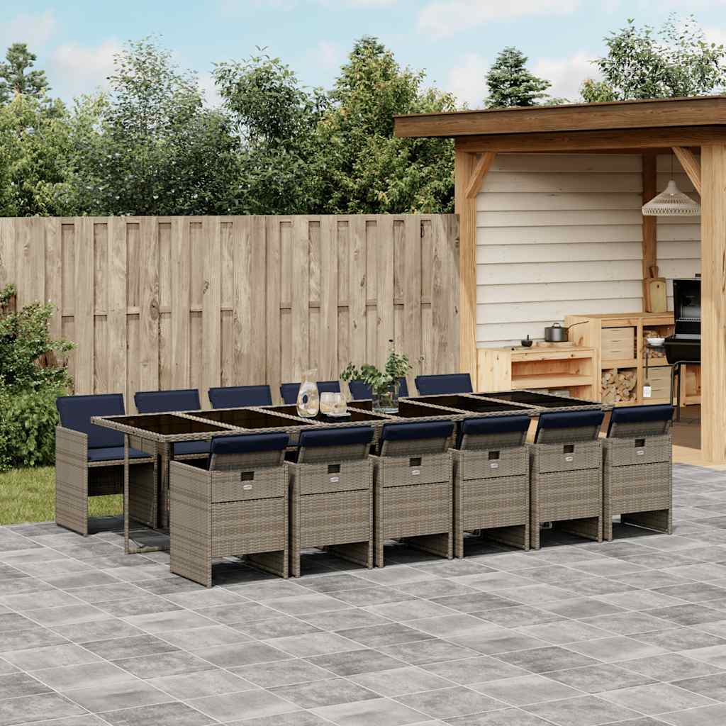 vidaXL 5-delige Tuinset met kussens poly rattan zwart