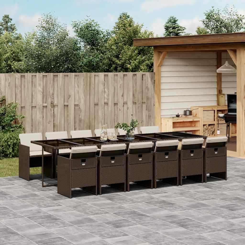 vidaXL 5-delige Tuinset met kussens poly rattan zwart