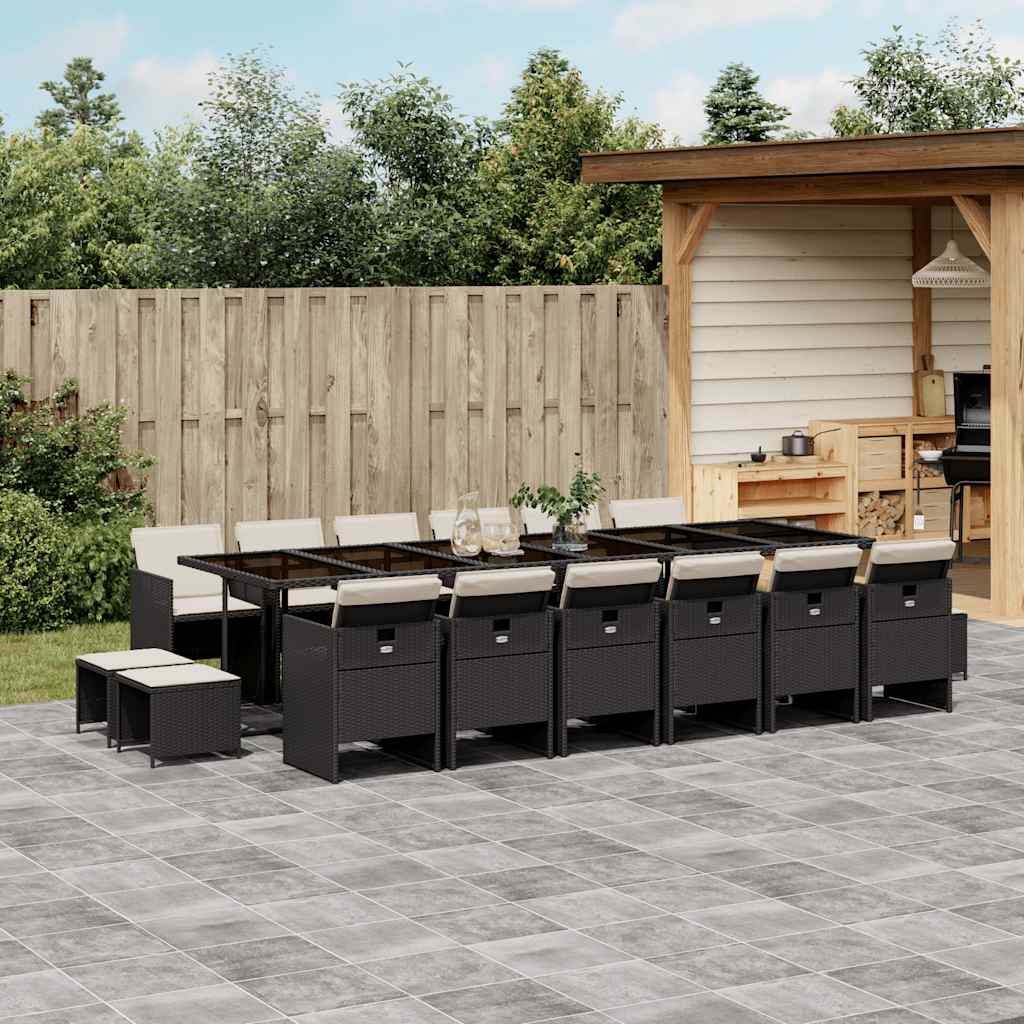 vidaXL 9-piece Garden Dining Set Poly Rattan Black