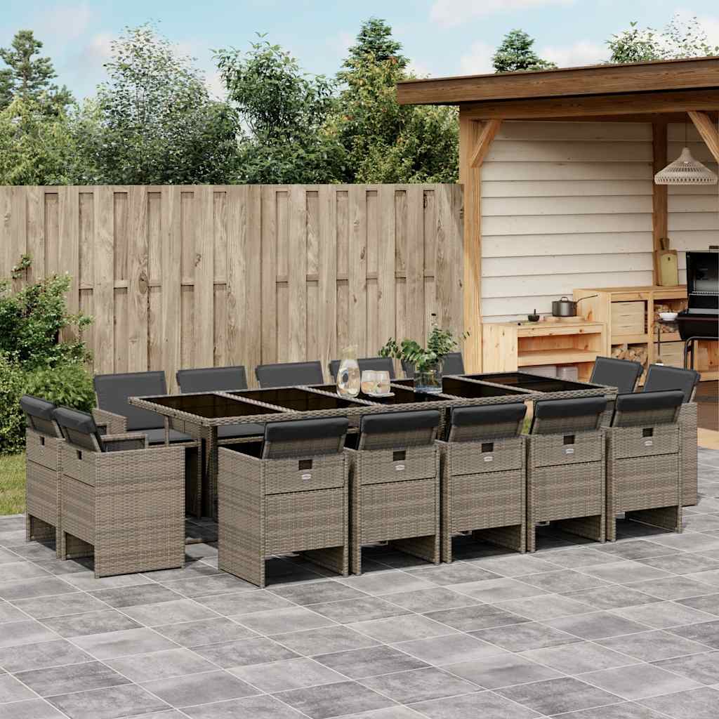 vidaXL 9-delige Tuinset poly rattan zwart