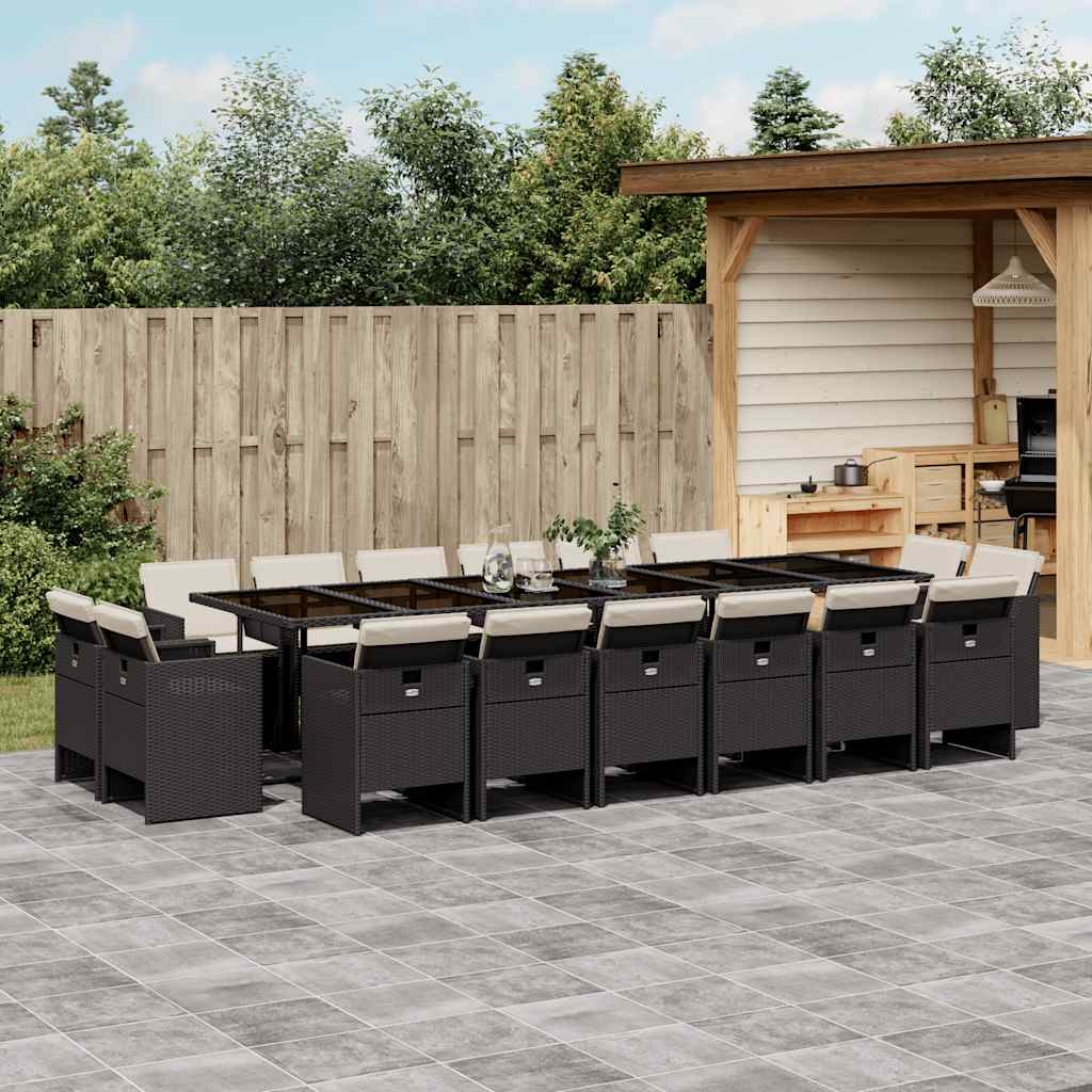 vidaXL 9-delige Tuinset poly rattan zwart
