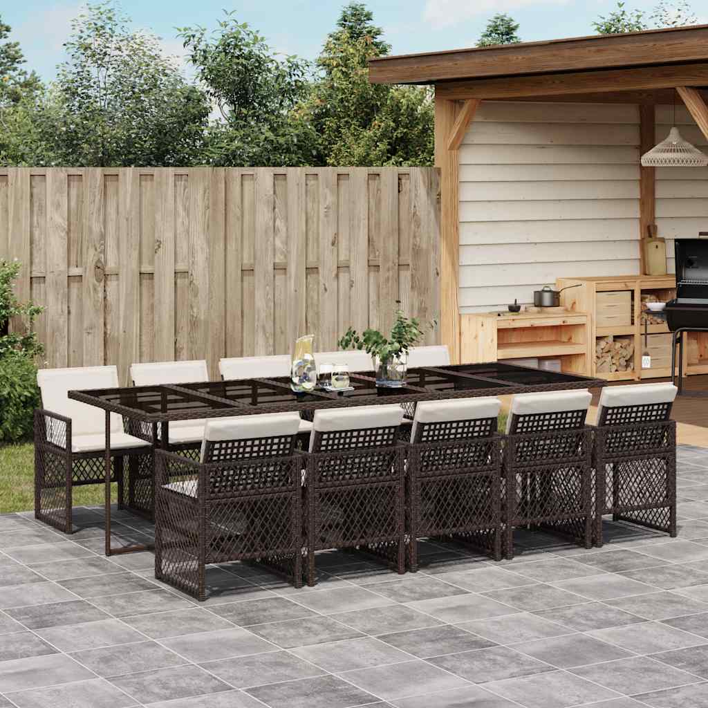 vidaXL 5-delige Tuinset met kussens poly rattan zwart