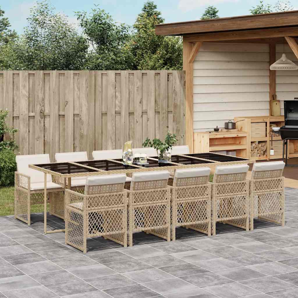 vidaXL 5-delige Tuinset met kussens poly rattan zwart