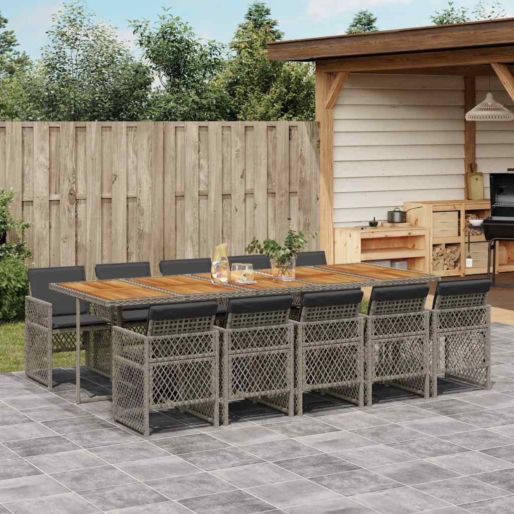 vidaXL 5-delige Tuinset met kussens poly rattan zwart