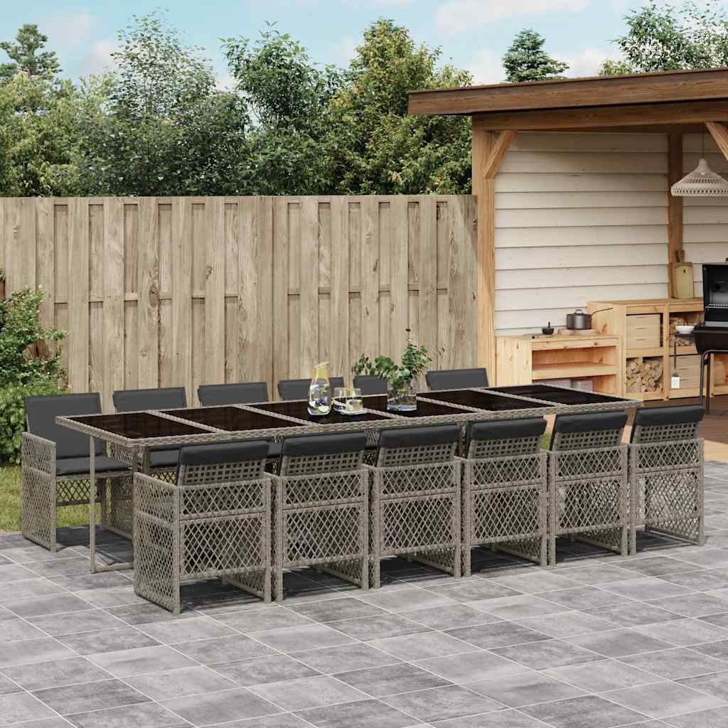vidaXL 5-delige Tuinset met kussens poly rattan zwart