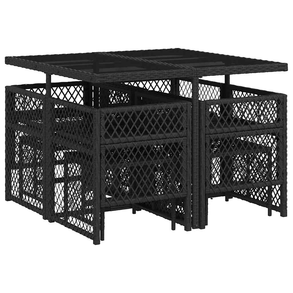 vidaXL 9-piece Garden Dining Set poly rattan black