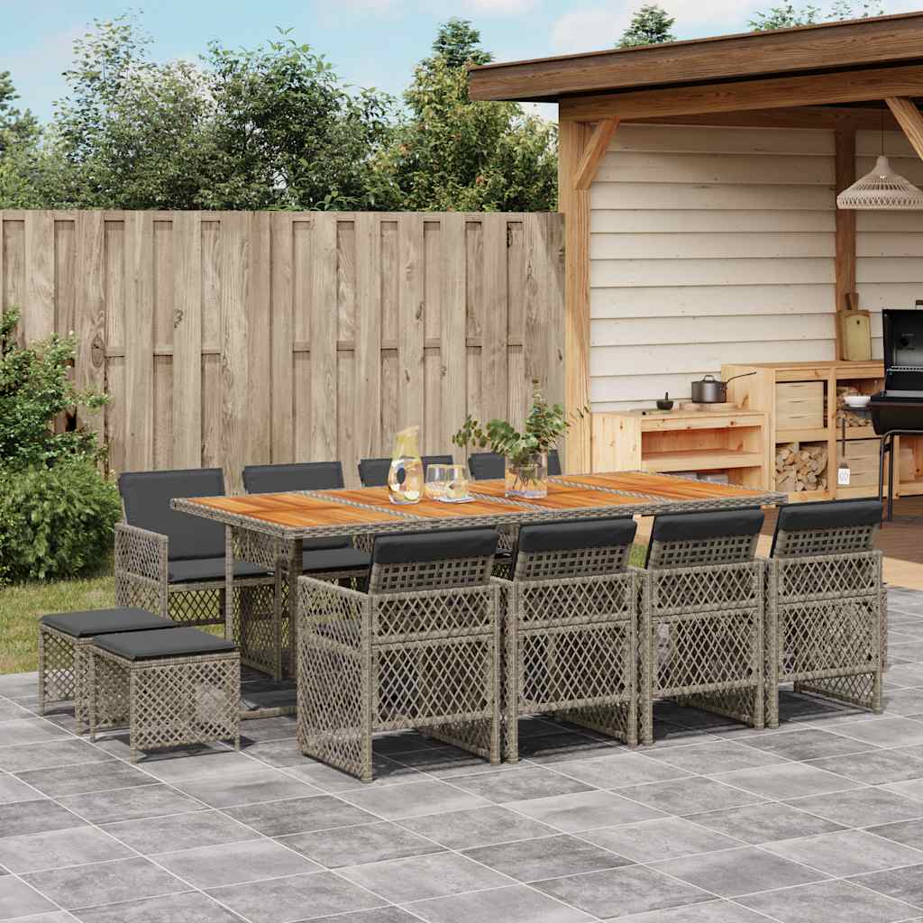 vidaXL 9-piece Garden Dining Set poly rattan black
