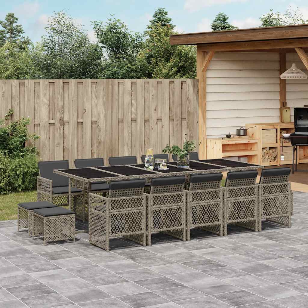 vidaXL 9-piece Garden Dining Set poly rattan black