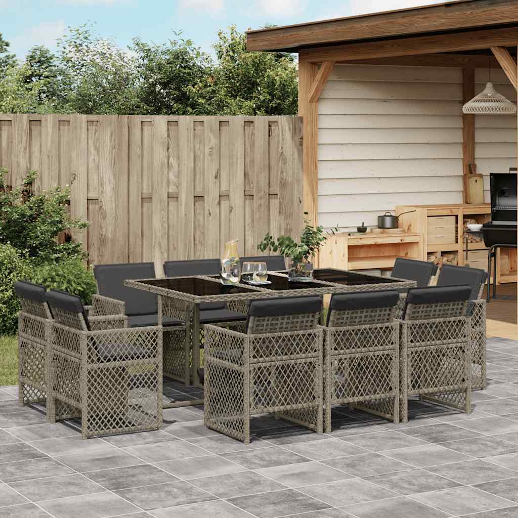 vidaXL 9-delige Tuinset poly rattan zwart