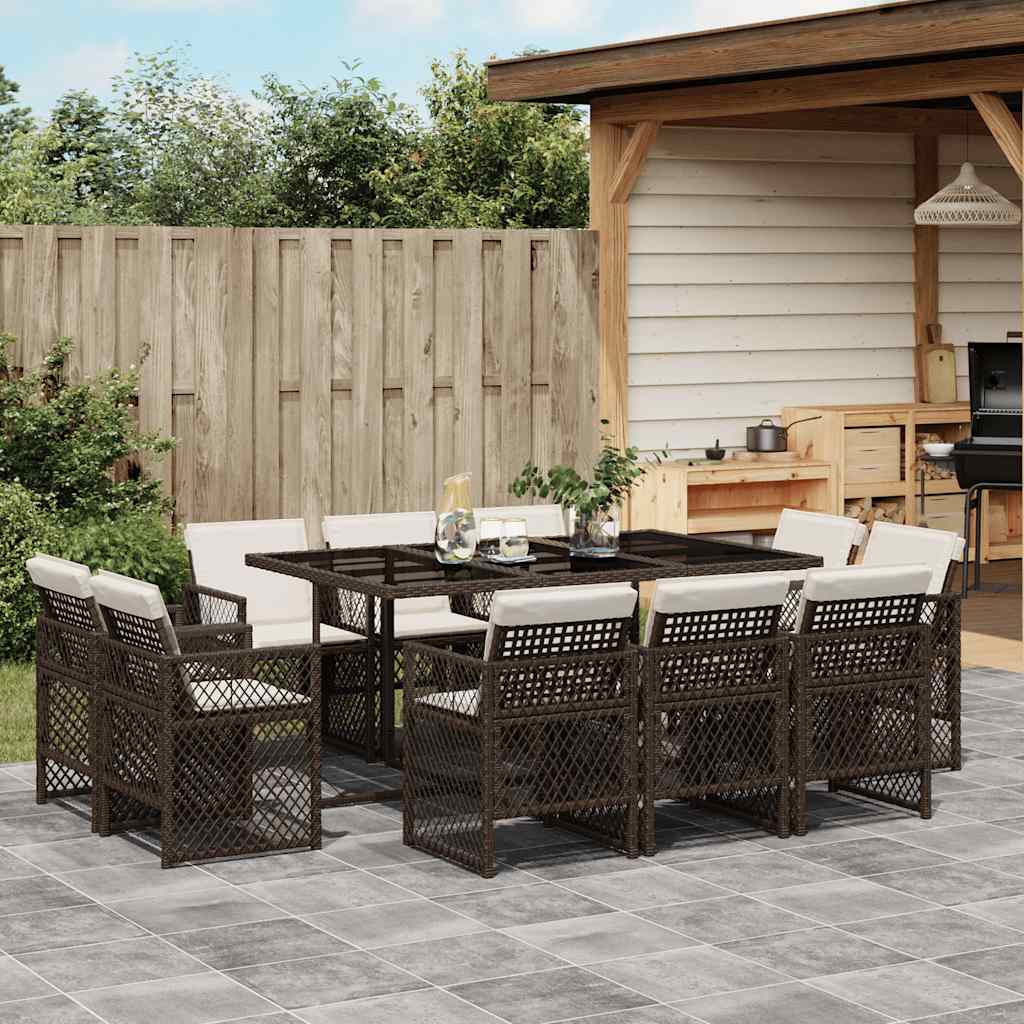 vidaXL 9-delige Tuinset poly rattan zwart
